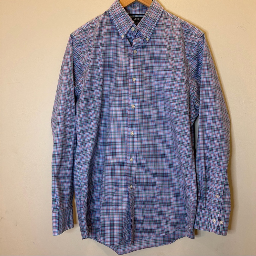 Lauren Ralph Lauren Black Label Shirt Mens 16 34/35 Plaid Button Down L Sleeve